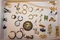 Costume jewelry, chains, earrings, brooches