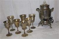 Silver Samovar and silver goblets