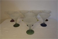 Set  of 8 frosted glass 5" sherbets