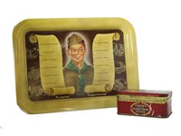 Tin Thorne's Toffee Box and Boy Scout Rules Tray