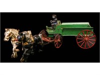 Vintage Cast Iron Horse and Wagon