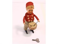 Schuco Boy Playing Drum w/Key  Vintage Toy