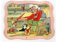 Pinocchio and Geppetto Disney Tin Tray 1939
