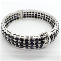 $1600 Silver, Sapphire(60ct) 37.70Gm Bracelet