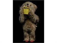 Honey Bear with Yellow Bucket Vintage Wind-up Toy