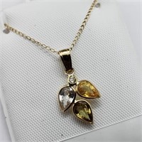 $1500 10K Fancy Sapphire(1.4ct) Diamond Necklace