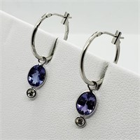 $1600 10K  Tanzanite(1.9ct)  Diamond Earrings
