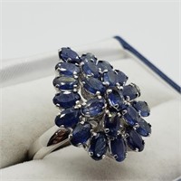 Valued $300   Silver Sapphire 8Gm Ring