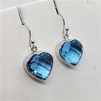 Valued $1000   Silver Blue Topaz(21ct) Earrings