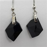 Valued $100   Silver Black Onyx Earrings
