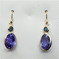 $2500 14K  Tanzanite(2.3ct) Blue Dia Earrings