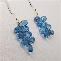 Valued $800 14K  Blue Topaz(17.5ct) Earrings