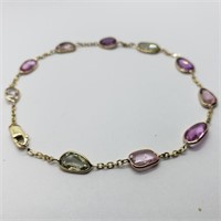 $3800 14K Fancy  Color Sapphires(7.5ct) Bracelet