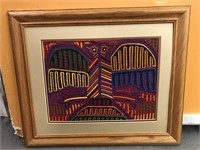 Cuna  Indian framed art signed and dated