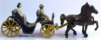 VINTAGE CAST IRON HORSES AND CARRIAGE - STANLEY TO
