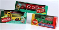 LOT OF 3 NEW, IN THE BOX DIECAST COCA-COLA BANKS &