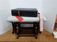 A- LARGE A.J. HOLMAN BIBLE WITH ROCKING FOOT STOOL