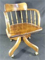Wide seat solid oak swivel office chair
