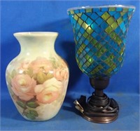 Glass Vase Lamp & Ceramoc Floral Vase