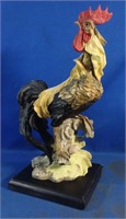 New Rooster Statue on Wood Base