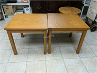 Pair of Square Wooden End Tables