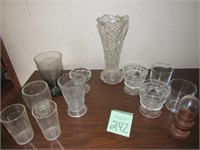 Cut Glass Vase & glasses