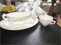 Oval Platter, Gravy Boat, and cups