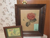 1930's Framed Camillia picture & more