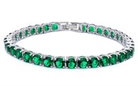 Round 14.50 ct Emerald Tennis Bracelet