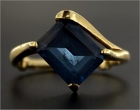 10kt Gold Emerald Cut London Blue Topaz Ring