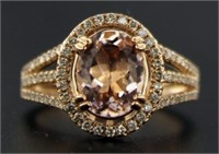 14kt Rose Gold 2.25 ct Morganite & Diamond Ring