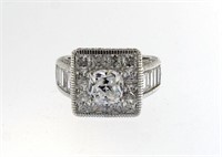 Quality 5.00 ct Round & Baguette White Topaz Ring