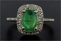 14kt Gold 1.20 ct Emerald & Diamond Ring