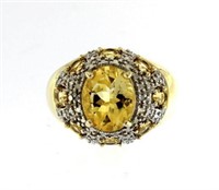 Genuine 3.00 ct Golden Citrine & Diamond Ring