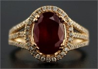 14kt Rose Gold 3.70 ct Ruby & Diamond Ring