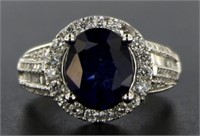 14kt Gold Oval 4.02 ct Sapphire & Diamond Ring