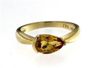 Pear Cut 1.00 ct Golden Citrine Solitaire Ring