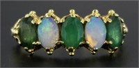 14kt Gold Natural Emerald & Opal Anniversary Ring