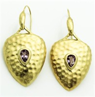 Pear Cut Large Amethyst Earrings