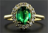 14kt Gold Oval 2.21 ct Emerald & Diamond Ring