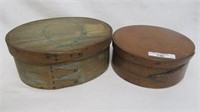 2 wooden pantry boxes, including oval Shaker 8"
