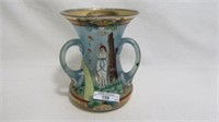 Handpainted 3 handle art glass loving cup- Well