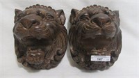 Pair of Lion 6" wall hangers. Resin