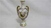 Coalport England 6" 2 handle vase w. medallion