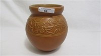 Beautiful 7" pottery vase w/ embossed florals