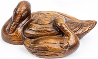 Art Vintage Wood Duck & Duckling Sculpture