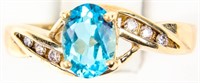 Jewelry 10kt Yellow Gold Blue Topaz Cocktail Ring