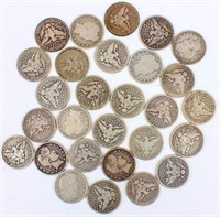Coin (28) Assorted Barber Quarters 1890's