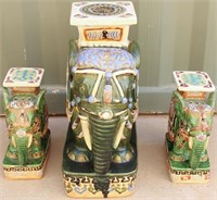 3 Vintage Ceramic Elephant Plant Stands
