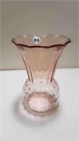 LARGE PINK GLASS VASE